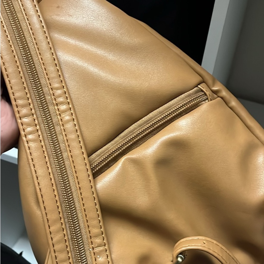 Chic Tan Leather Backpack - image 2